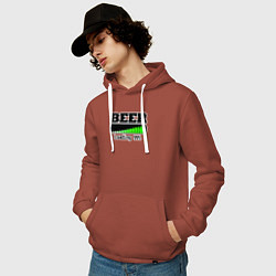 Толстовка-худи хлопковая мужская Beer loading, цвет: кирпичный — фото 2