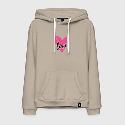 Мужская толстовка-худи Рисованное розовое сердце - love