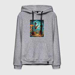 Мужская толстовка-худи Трио скелетов музицируют на грибной поляне