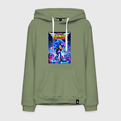 Мужская толстовка-худи Sonic racing team - hedgehog on a board