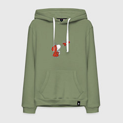 Толстовка-худи хлопковая мужская Божья коровка большая, цвет: авокадо