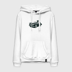 Мужская толстовка-худи Мопс на ретро автомобиле