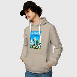 Толстовка-худи хлопковая мужская Rick and Morty Minecraft - collaboration, цвет: миндальный — фото 2