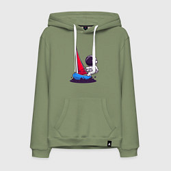 Толстовка-худи хлопковая мужская Космонавт яхтсмен, цвет: авокадо