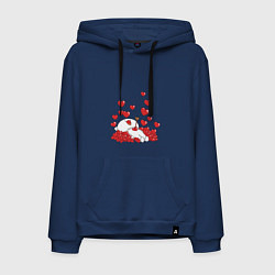 Мужская толстовка-худи Белый кот повержен стрелой купидона