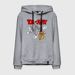 Толстовка-худи хлопковая мужская Том и Джерри - погоня, цвет: меланж
