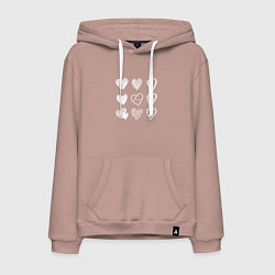 Толстовка-худи хлопковая мужская Hearts love hand draw, цвет: пыльно-розовый