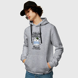 Толстовка-худи хлопковая мужская Военный котик, цвет: меланж — фото 2
