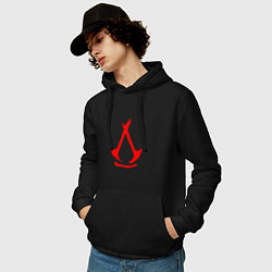Толстовка-худи хлопковая мужская Assassins creed - shadows logotype, цвет: черный — фото 2