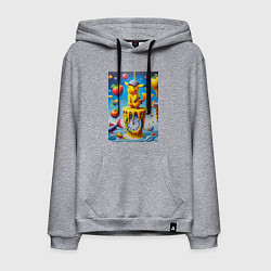 Мужская толстовка-худи Funny Pikachu and fishes - surrealism