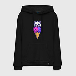 Толстовка-худи хлопковая мужская Panda ice cream, цвет: черный