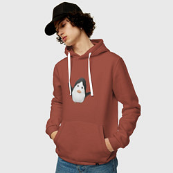 Толстовка-худи хлопковая мужская Cartoon penguin, цвет: кирпичный — фото 2