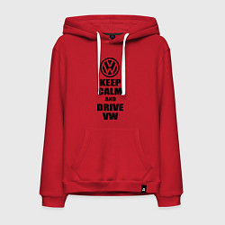 Толстовка-худи хлопковая мужская Keep Calm & Drive VW, цвет: красный