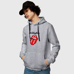 Толстовка-худи хлопковая мужская Rolling Stones - logo, цвет: меланж — фото 2