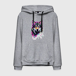 Мужская толстовка-худи Волчья морда - нейроарт