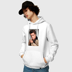 Толстовка-худи хлопковая мужская Young Elvis Presley, цвет: белый — фото 2