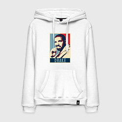 Толстовка-худи хлопковая мужская Drake obey, цвет: белый