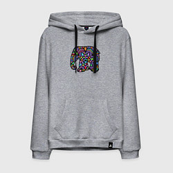 Толстовка-худи хлопковая мужская Цветной слоник, цвет: меланж