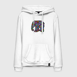 Толстовка-худи хлопковая мужская Цветной слоник, цвет: белый