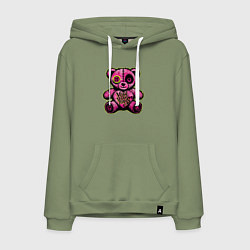 Толстовка-худи хлопковая мужская Pink bear, цвет: авокадо