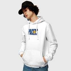 Толстовка-худи хлопковая мужская Pacers ball, цвет: белый — фото 2