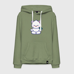 Толстовка-худи хлопковая мужская Bear coffee yoga, цвет: авокадо