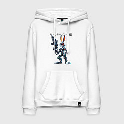 Мужская толстовка-худи Киборг Багз Банни с оружием - нейроарт фантазия