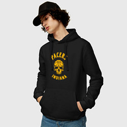 Толстовка-худи хлопковая мужская Indiana Pacers skull, цвет: черный — фото 2
