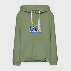 Толстовка-худи хлопковая мужская The Beatles мультяшный стиль, цвет: авокадо