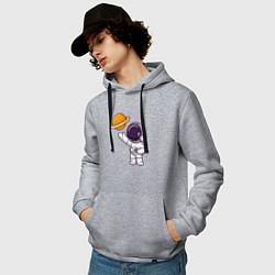 Толстовка-худи хлопковая мужская Привет Сатурну, цвет: меланж — фото 2