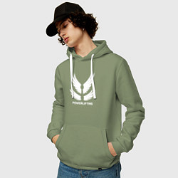Толстовка-худи хлопковая мужская Крылья пауэрлифтинга, цвет: авокадо — фото 2