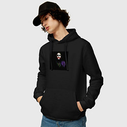 Толстовка-худи хлопковая мужская Задумчивый джокер, цвет: черный — фото 2