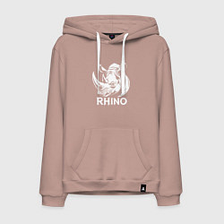 Мужская толстовка-худи Носорог с надписью