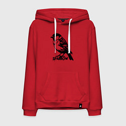 Толстовка-худи хлопковая мужская Графический воробей, цвет: красный