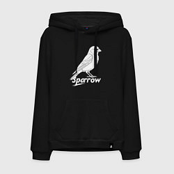 Мужская толстовка-худи Воробей белый логотип