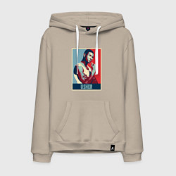 Толстовка-худи хлопковая мужская Music Usher, цвет: миндальный