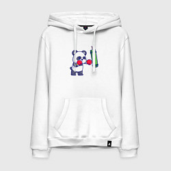 Толстовка-худи хлопковая мужская Панда боксёр, цвет: белый