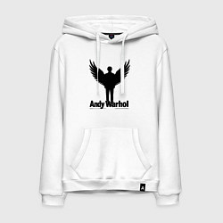 Толстовка-худи хлопковая мужская Крылатый Энди Уорхол, цвет: белый