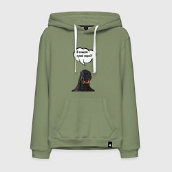 Толстовка-худи хлопковая мужская Не люблю сухой корм кот кошка, цвет: авокадо