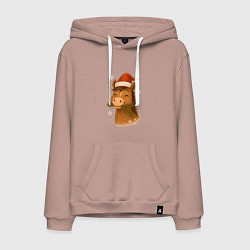 Мужская толстовка-худи Лошадка жует елочные ветки