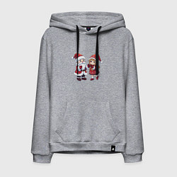 Мужская толстовка-худи Мультяшные Дед Мороз и Снегурочка держатся за руки