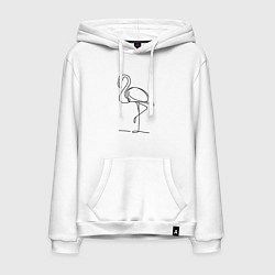 Толстовка-худи хлопковая мужская Фламинго, лайн арт, цвет: белый