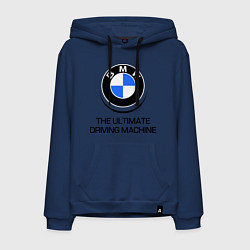 Толстовка-худи хлопковая мужская BMW Driving Machine, цвет: тёмно-синий