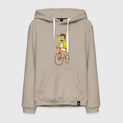 Толстовка-худи хлопковая мужская Фредди на велосипеде, цвет: миндальный