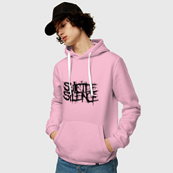 Толстовка-худи хлопковая мужская Suicide Silence цвета светло-розовый — фото 2