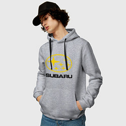 Толстовка-худи хлопковая мужская Subaru Logo, цвет: меланж — фото 2