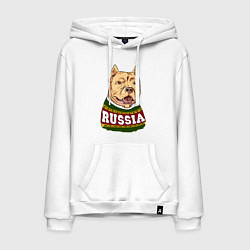 Толстовка-худи хлопковая мужская Made in Russia: собака, цвет: белый