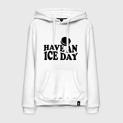 Толстовка-худи хлопковая мужская Have an ice day, цвет: белый