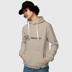 Толстовка-худи хлопковая мужская Mercedes Logo, цвет: миндальный — фото 2
