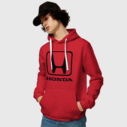 Толстовка-худи хлопковая мужская Honda logo, цвет: красный — фото 2